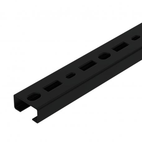 Profile rail, 17 mm slot, perforated, black 400 | 35 | 18 | 1,25 | Teras | PES135 – polüester | sügavmust; RAL 9005