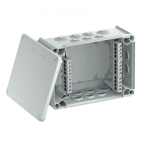 Junction box T 350, plug-in seal, terminal strip 267x182x110 | 24 | IP66 | 16 x M32 8 x M40 | Light grey; RAL 7035