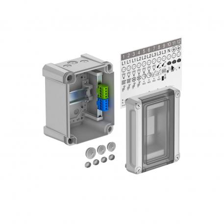 Distribution box, 3 division units, with terminal strip, polystyrene 191 | 151 | 126 | Connector