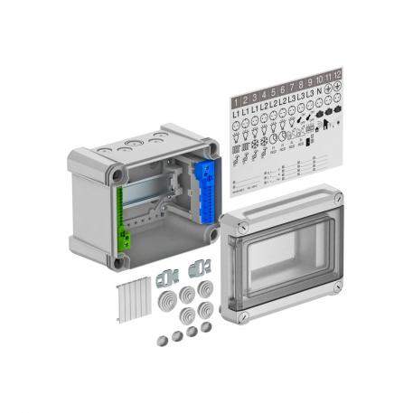 Distribution box, 5 division units, with terminal strip, polycarbonate 191 | 151 | 126 | Connector