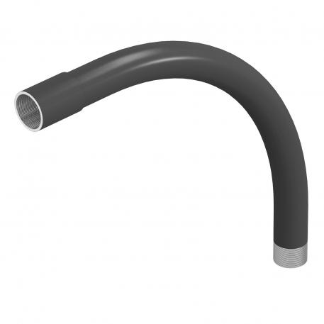 Black powder-coated steel bend, with thread M25x1,5