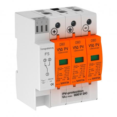 Päikeseenergiasüsteemi kombipiirik V50, 600 V DC signaalkontaktiga 3 | IP20